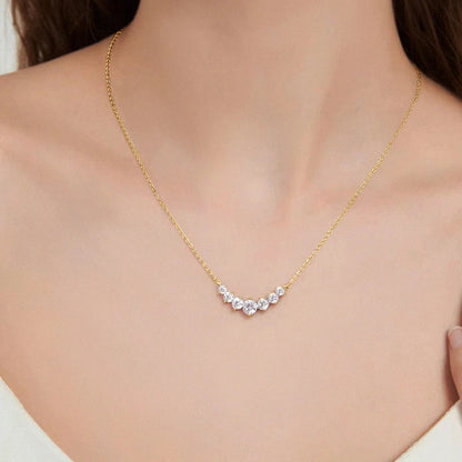 U-Smile Moissanite Necklace D VVS1 for Women D Color Sparkling Lab Diamon Luxury Necklaces 925 Sterling Silver with Certified