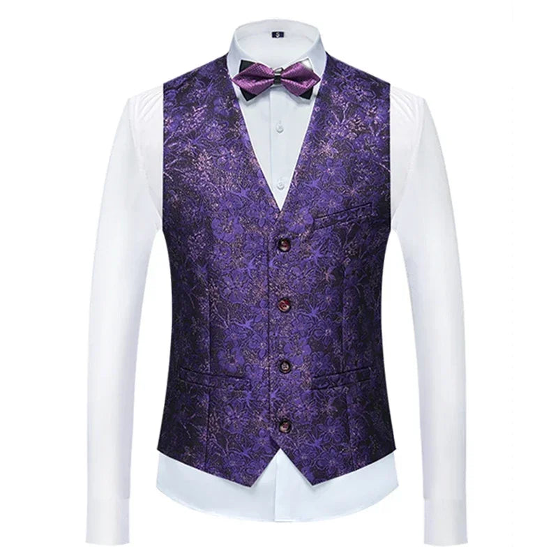 26 Colors Men's Suit Vest Single-breasted V-neck Vests Jacket Men Wedding Party Waistcoat Red Blue Green White Pink