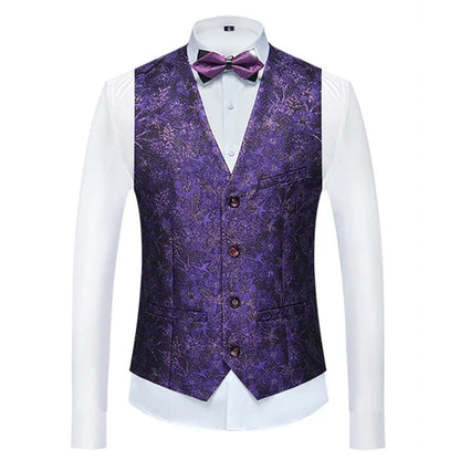26 Colors Men's Suit Vest Single-breasted V-neck Vests Jacket Men Wedding Party Waistcoat Red Blue Green White Pink