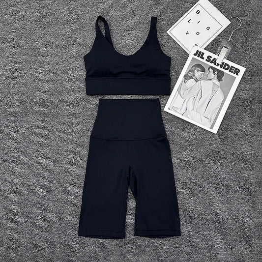Nylon Short Sets Womens Clothing Sports Bra Cycling Shorts Workout Set Women's Tracksuit Gym Yoga Sexy Outfit Women 2023