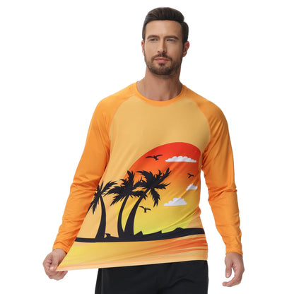 Men's Summer Fishing Shirt for Beach Vacation Swimming T-shirt, Quick-dry UPF 50+ Rash Guard Breathable Top for Board Sports