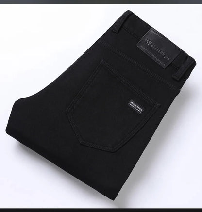 Autumn Black Men Straight Jeans Business Casual Stretch Classic Denim Pants Regular Fit Comfortable Denim Trousers Male
