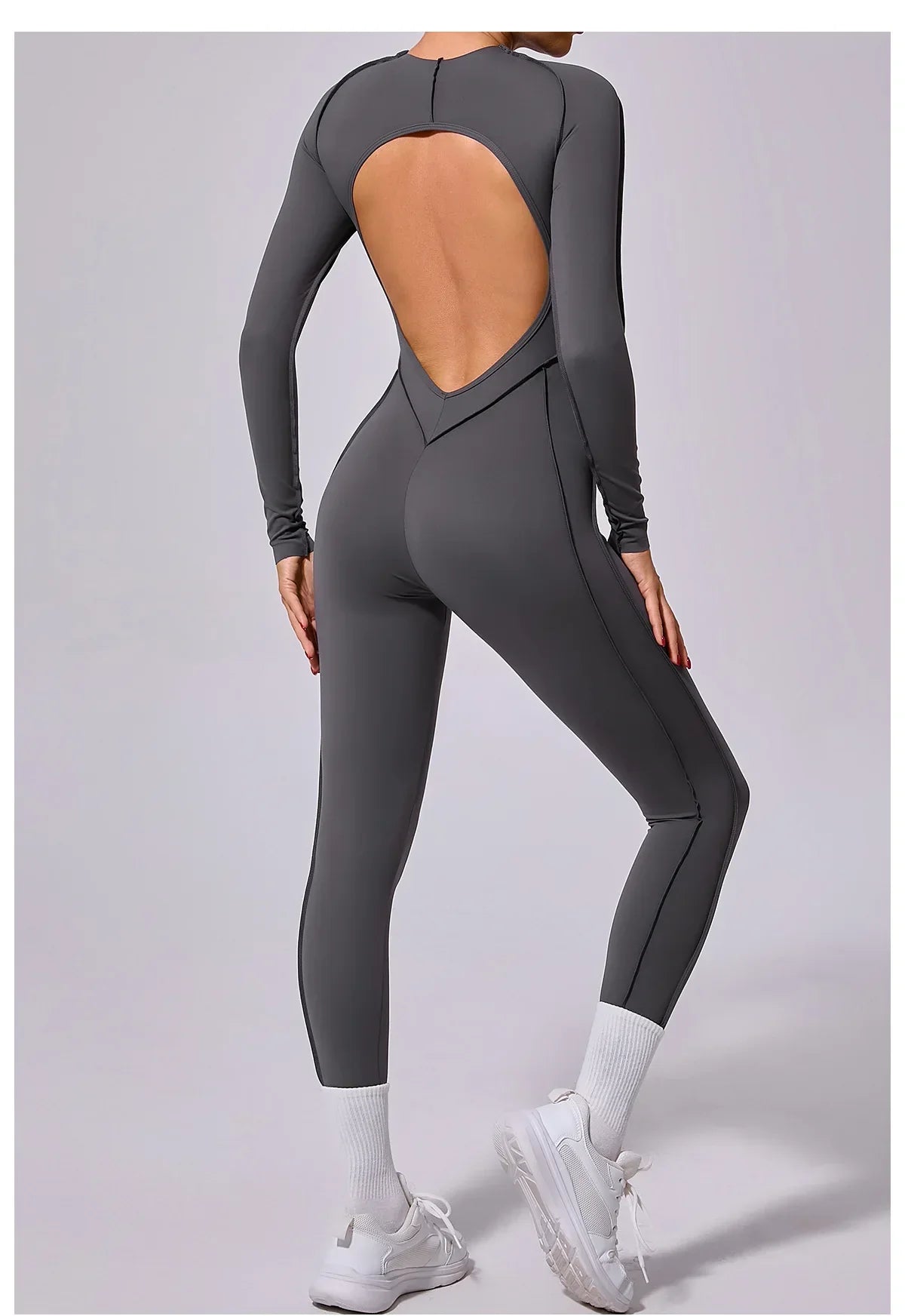 Women's High Elasticity Sports Bodysuit Kit Yoga Fitness Jumpsuit Open Back Hip-Lift Outdoors Gym Workout Sexy Fitness Outfit