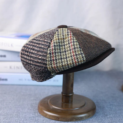 Spring Autumn Winter Men Classic Splicing Octagonal Hats Retro British Newsboy Cap Gatsby Woman Men Beret Caps  005