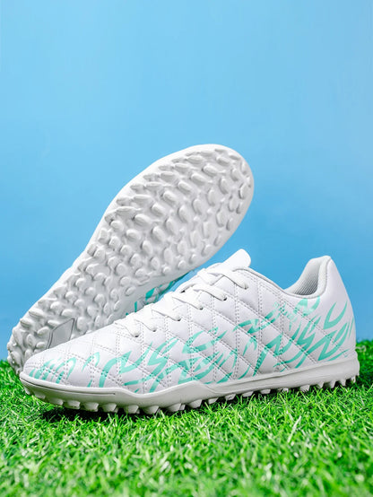 Men Women Kids Youth TF Turf Soccer Cleats PU+Fabric Upper Rubber Sole Non-Slip Wear-Resistant Training Shoes