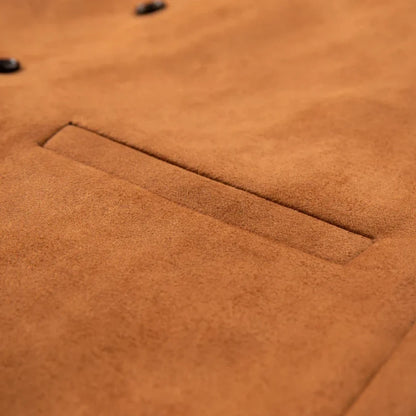 Men Vest Brown Suede Double Button Solid Waistcoat For Wedding Birthday Banquet Party Business Work Daily Casual Men Suit Vest