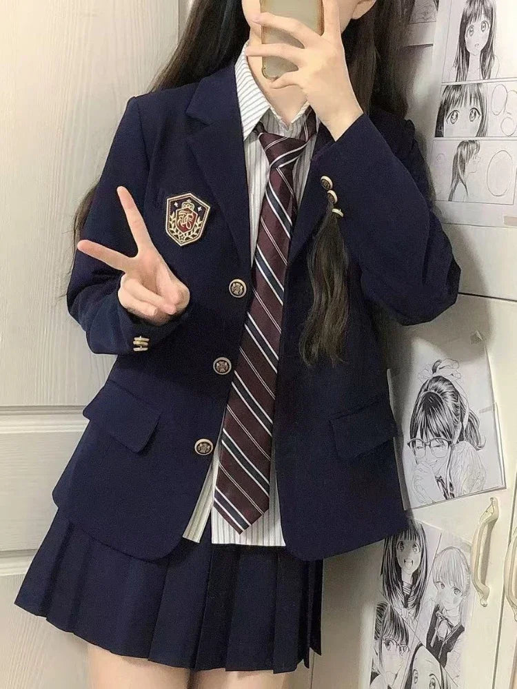 Women's Japanese School Uniform Style Basic Long Sleeve Blazer High Quality Casual Niche Design Spring Autumn Suit Jacket