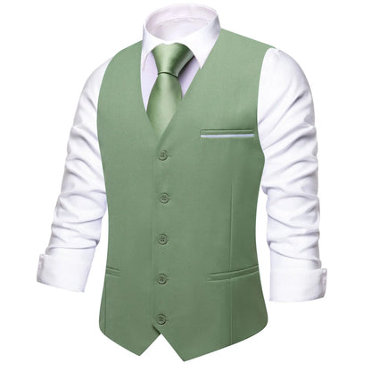 Solid Peach Pink Men Vest Wedding Slim Waistcoat Neck Tie Hanky Cufflinks Set for Male Business Party Designer Gifts