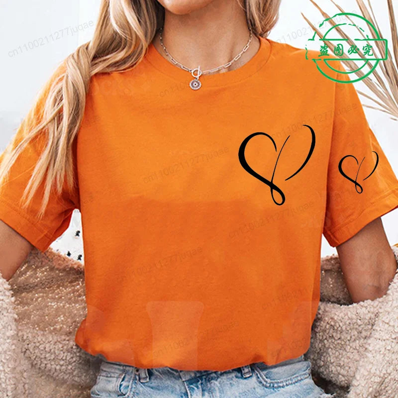 Women Love Heart Design T-Shirts Fashion Casual Short Sleeve T-shirt Heart Personalised Graphic Tshirts RED Women T Shirts Ts01