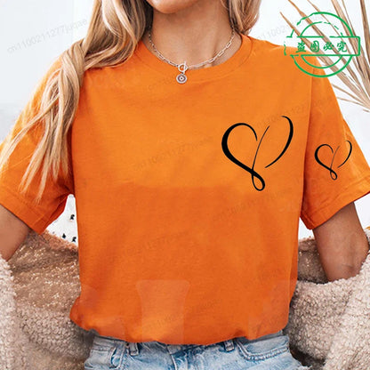 Women Love Heart Design T-Shirts Fashion Casual Short Sleeve T-shirt Heart Personalised Graphic Tshirts RED Women T Shirts Ts01