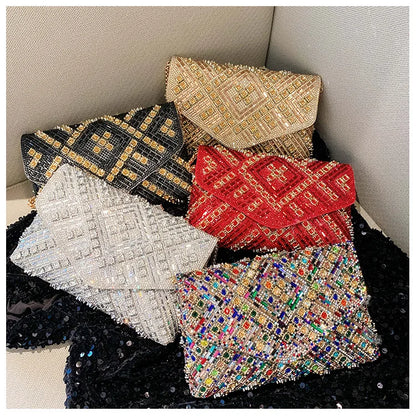 Rhinestone Evening Clutch Bag 2025 Diamond Women Banquet Party Wedding Fashion Messenger Purse Chain Small Shoulder Bag