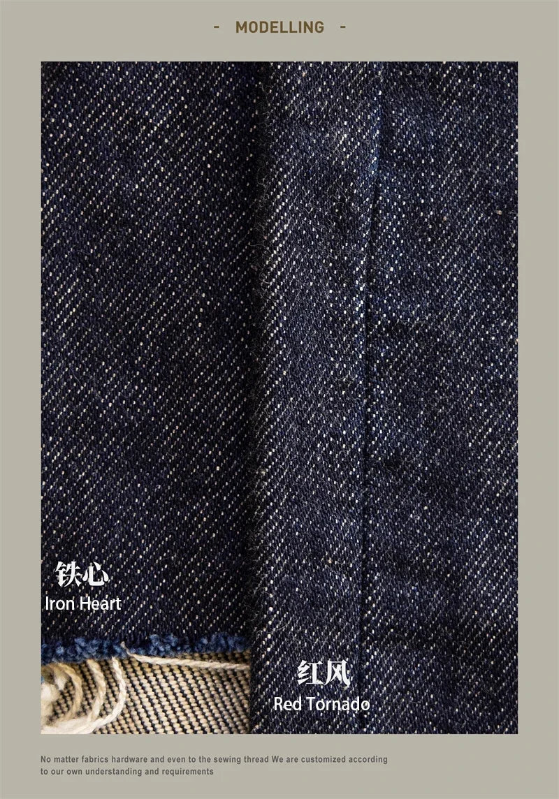 21oz Selvedge Denim Straight Cut Jeans Indigo Rugged Style Men Pants