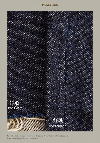 21oz Selvedge Denim Straight Cut Jeans Indigo Rugged Style Men Pants