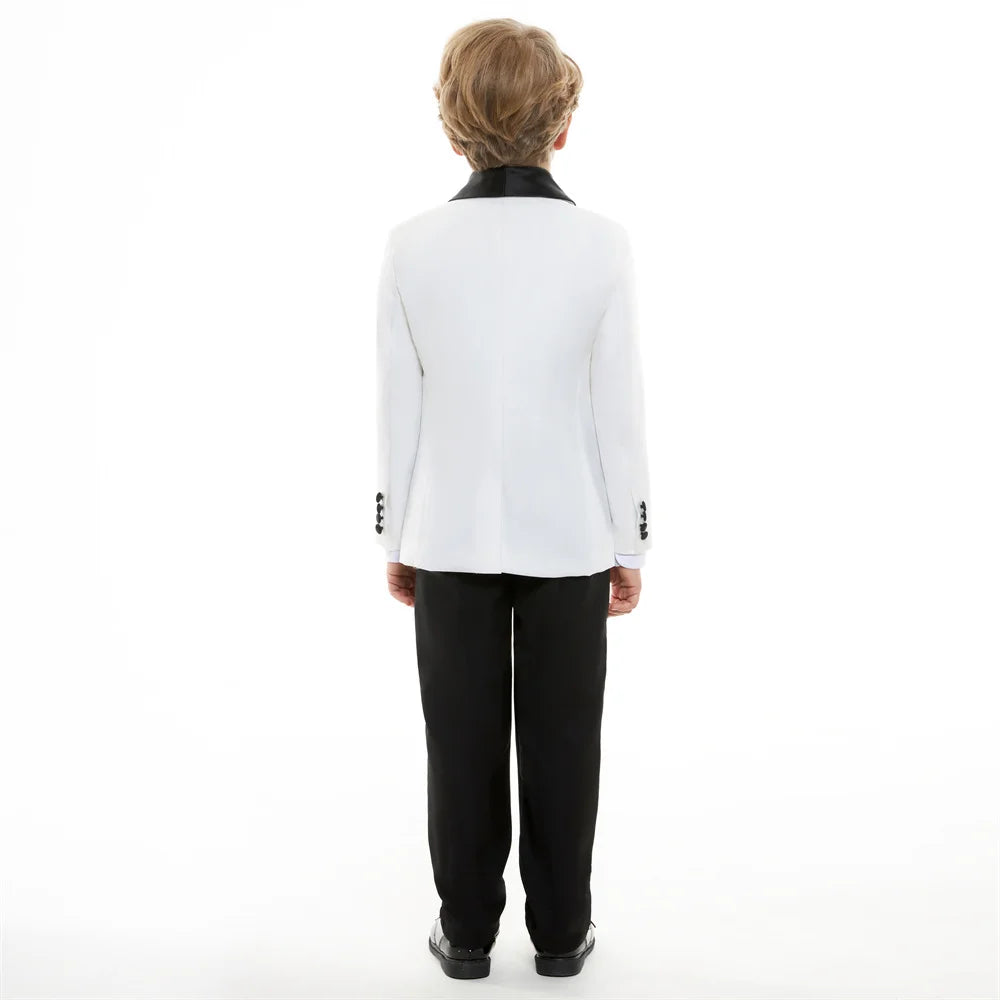 Fast Delivery Formal Boys Suit Set 4PCS Elegant White Piano Photography Suit Kids Party Ceremony Costume Party Suit