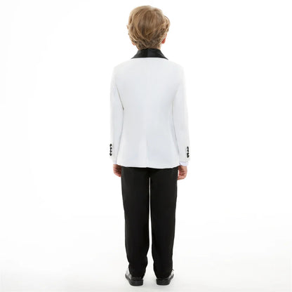 Fast Delivery Formal Boys Suit Set 4PCS Elegant White Piano Photography Suit Kids Party Ceremony Costume Party Suit