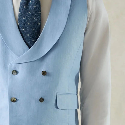 Men Vest Pink Solid Double Breasted With Lapel Waistcoat For Wedding Banquet Business Work Office Casual Daily Men Suit Vest