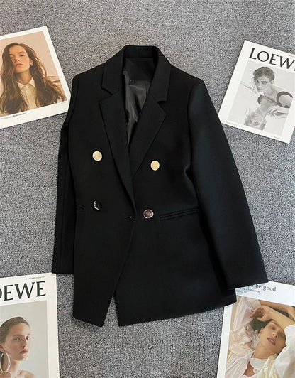 Spring Autumn High Quality Long Sleeve Female Blazer Double Button Jacket Ladies Business Work Wear Formal Coat Women Outerwea