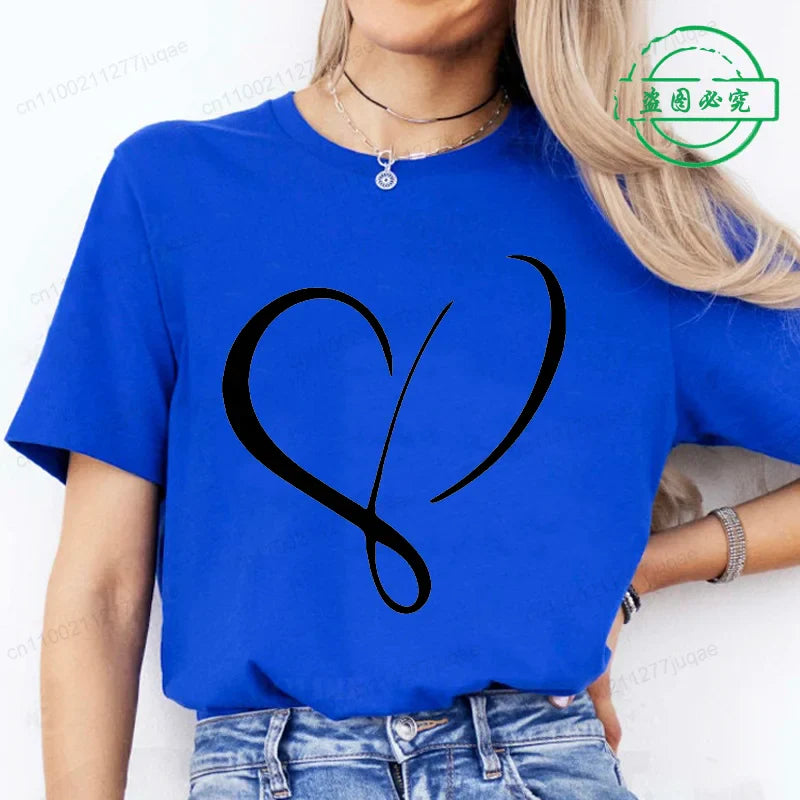 Women Love Heart Design T-Shirts Fashion Casual Short Sleeve T-shirt Heart Personalised Graphic Tshirts RED Women T Shirts Ts01