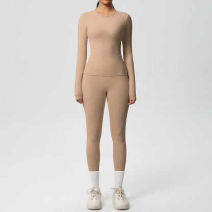 2 PCS Sportswear Yoga Set Gym Clothes Yoga Suits For Women Fitness Set Tracksuits Sports Long Sleeve Crop Top Gym Leggings