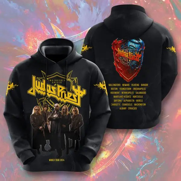 Rock band Judas Priest retro 3D printed men's and women's sports shirts, street long sleeved pullovers, American sweatshirts