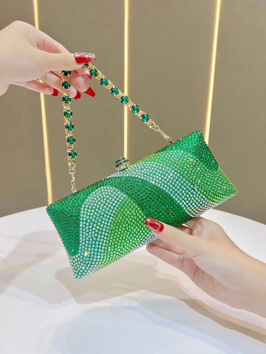 Fashion Trendy Party Bag Evening Shiny Rhinestone Clutch Phone Holder Large Capacity Women's Daily Use Glitter Party Bag