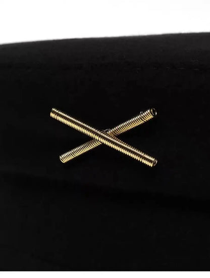 Brand New Autumn Winter Wool Hat  with Metal Letter Logo Women Newsboy Cap with Earrings Flat Caps