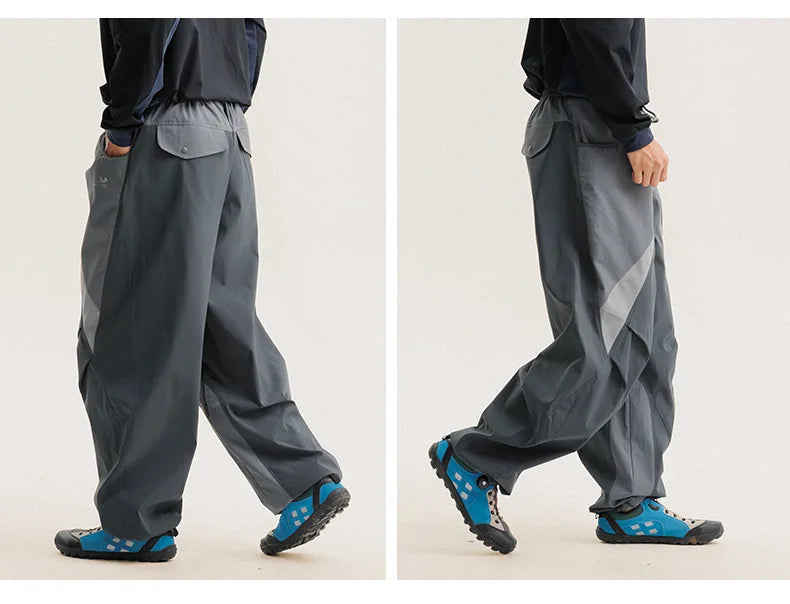 Men Outdoor Lightweight Quick Dry Ultra Loose Casual Splice Wide Leg Techwear Track Cargo Pants Women Streetwear Baggy Trousers
