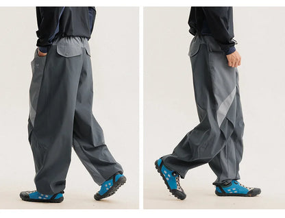 Men Outdoor Lightweight Quick Dry Ultra Loose Casual Splice Wide Leg Techwear Track Cargo Pants Women Streetwear Baggy Trousers