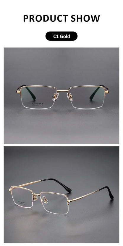 Simple New Retro Ultra-light Titanium Eyeglass Frames Men's Anti-blue Light Glasses Can Be Customized Prescription 18012
