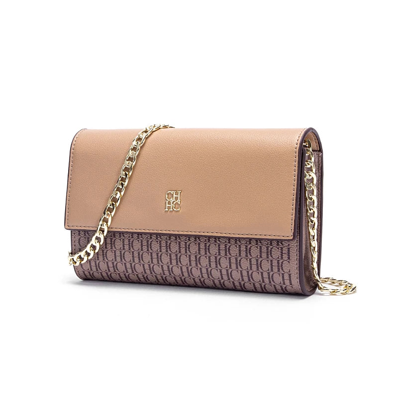 Women's Shoulder Bag New Magnetic Flip Chain Bag Brown Small Square Bag Wallet
