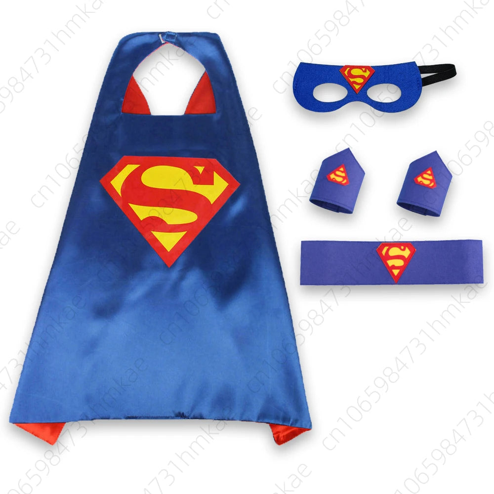 Superhero Halloween Masquerade Mask Cape Cloak Anime Spider Man Batman Cloak Action Figure Toys Cosplay Party Gift