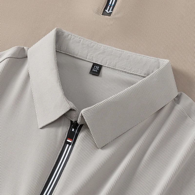 Original Quality Men's Polo Shirt High-End Solid Color Half Zipper Short Sleeve Summer Lapel T-Shirt Business Casual Menswear