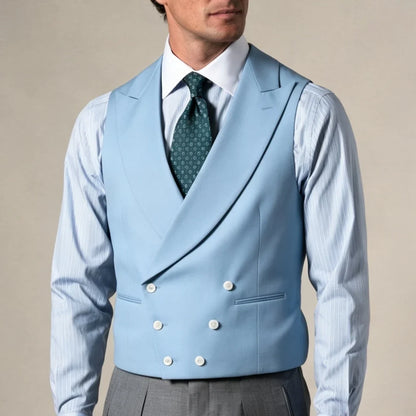 Men Vest Gray Double Breasted With Lapel Solid Waistcoat For Wedding Banquet Business Work Office Casual Daily Men Suit Vest