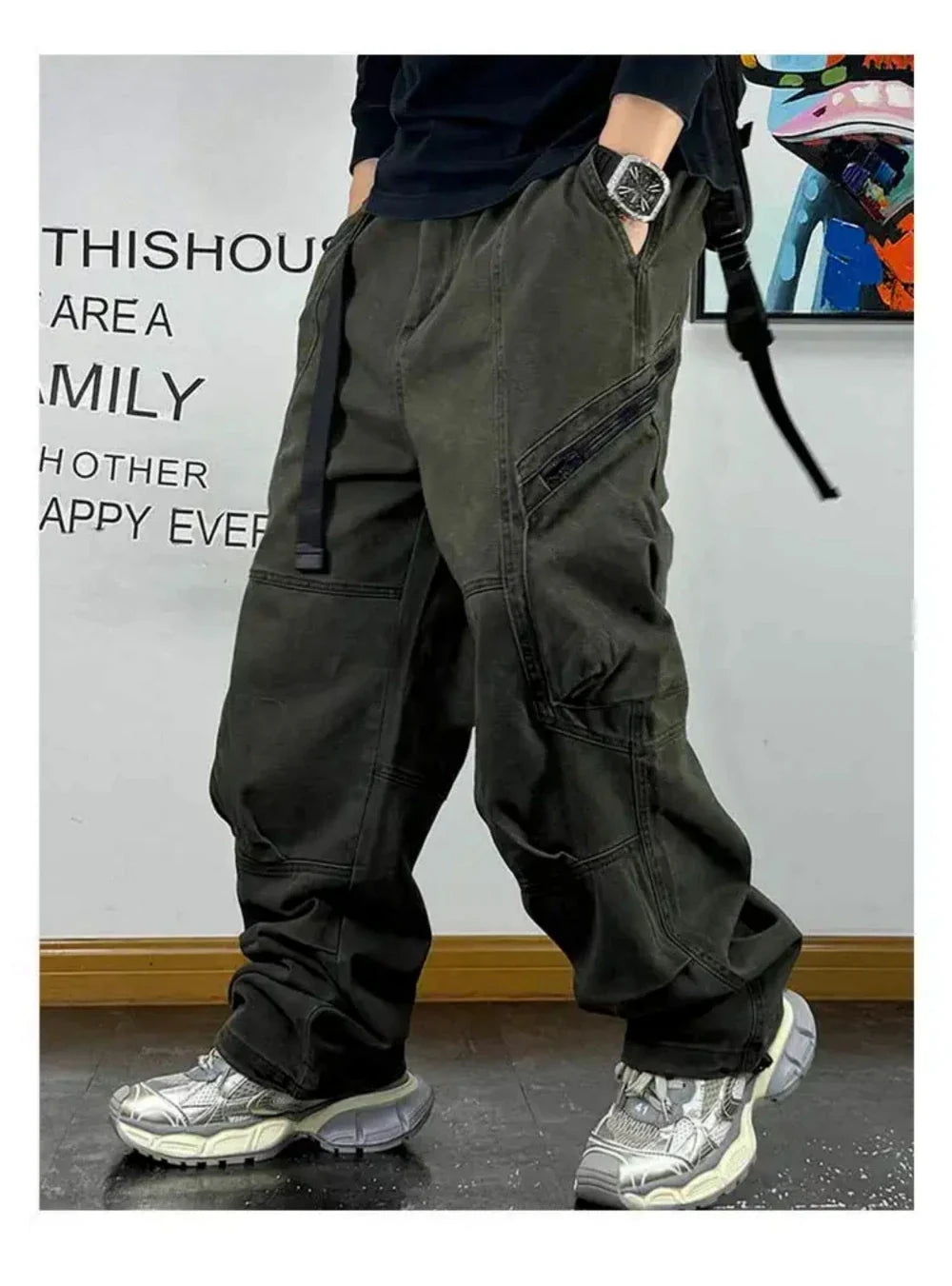 American Streetwear Multi-Pocket Cargo Pants Men High Quality Fashion Baggy Pants Plus Size Black Army Straight-Leg Trousers