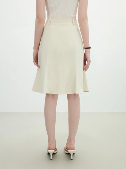 White Mermaid A-Line Skirt 2025 Summer High-Waisted Office Evening Chiffon Tailored Elegance Casual Loose Skirts 25FS12166