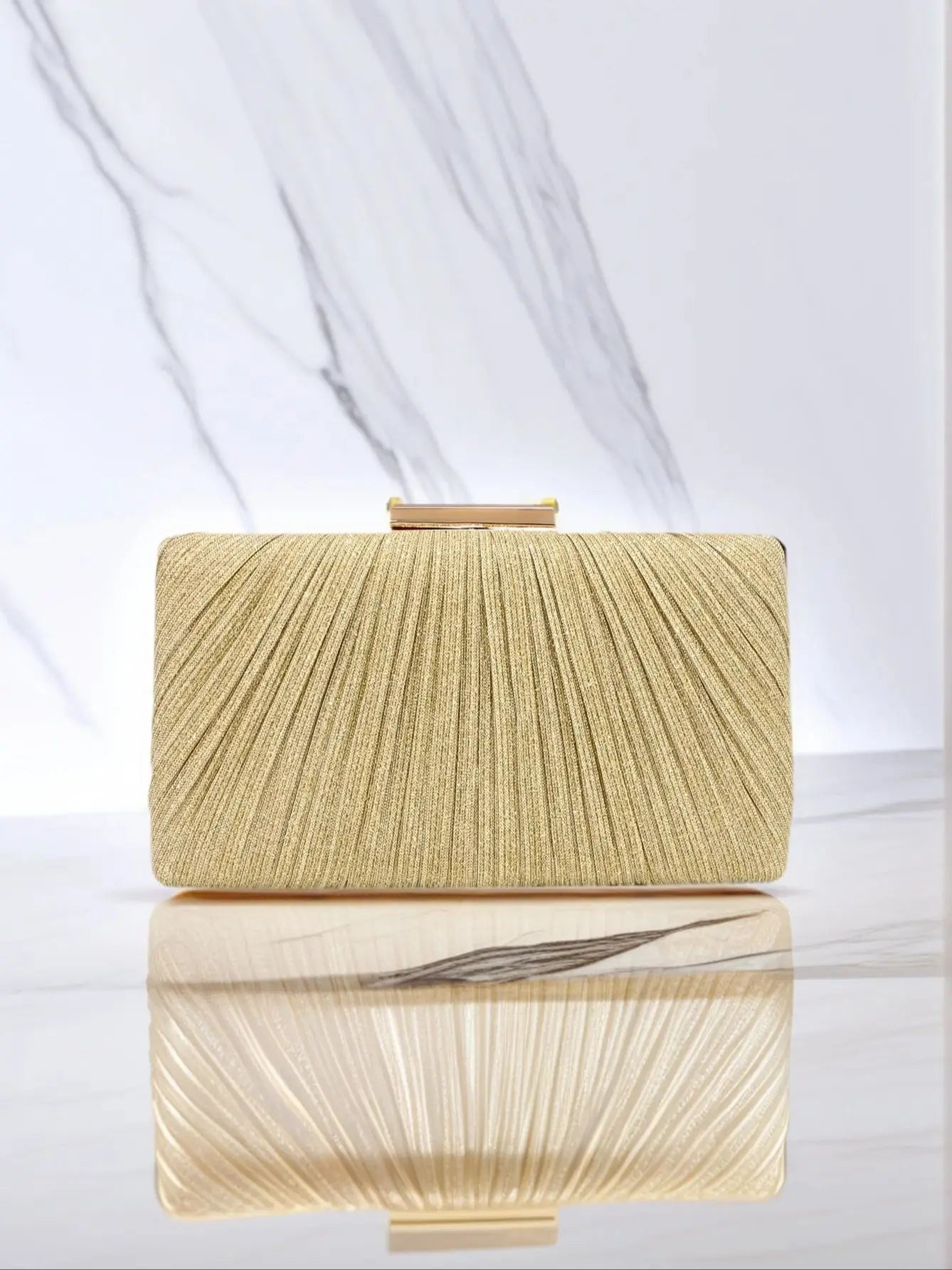 Fashion Women Clutch Bags Ruched Casual  Lady Evening Bags Golden Metal Chain Handbags Bling Sequined Banquet Dinner Prom Holder