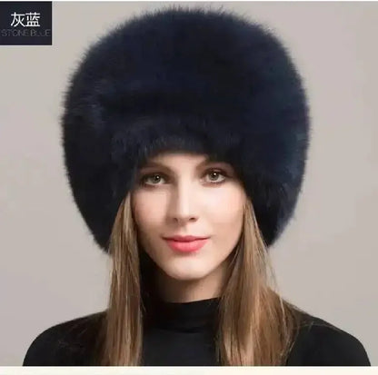 Real Fox Fur Hat For Women Winter Ear Protection Genuine Fur Hat Russian Natural Fur Bomber Hat Outdoor Thicken Warm Fur Caps