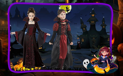 Girls Halloween Vampire Costume Adult Vampiress False Teeth Stickers Role Play Carnival Party Cosplay Outfits for Women