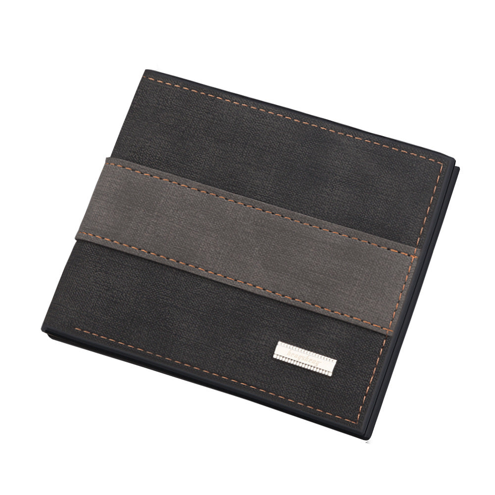 Men Wallet Patchwork PU Leather Small Card Holder Short Wallets Man Purse Card Case Casual Standard Wallet