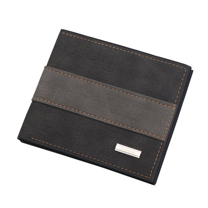 Men Wallet Patchwork PU Leather Small Card Holder Short Wallets Man Purse Card Case Casual Standard Wallet
