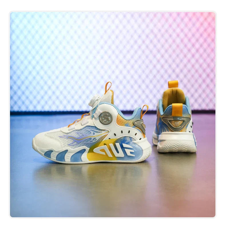 Rotary Buckle Children's Sports Shoes Fashion Orange Sports Shoes For Boys Girls Non-slip Platform Casual Sneakers Kids Trainers