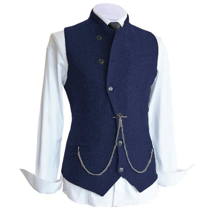 Men Vest Brown Solid Color Single Button Casual Business Waistcoat For Wedding Birthday Party Banquet Prom Set Men Suit Vest