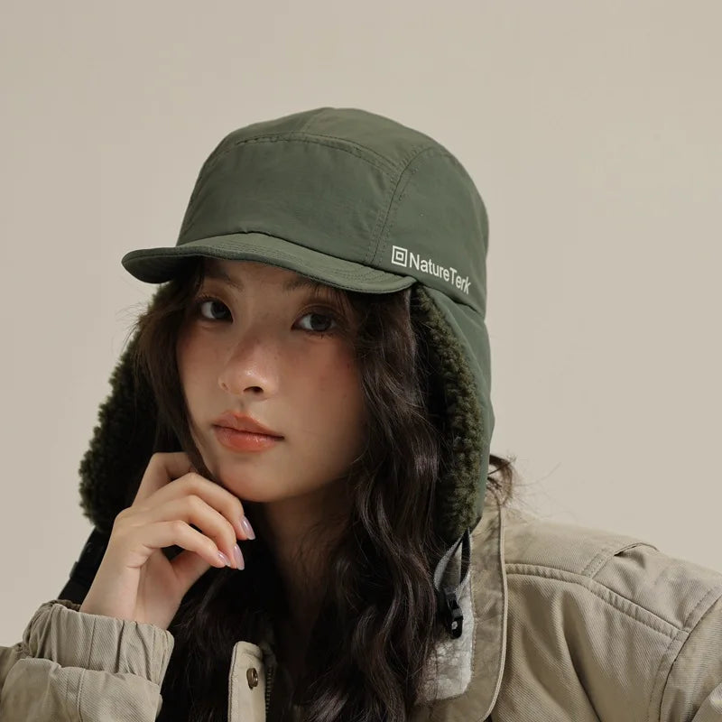 High Quality Unisex Winter Letter Printed Lei Feng Cap Fleece Lined Warm Outdoor Skiing Flight Hat Ear Protection Russian Hat