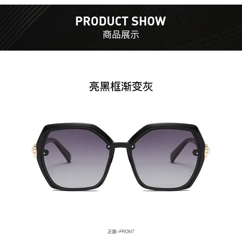 Fashion Large Frame Ladies Hollow Out Clover Inlay Women Polarized Sunglasses Drive Outdoors Sun Protection UV400 Sun Glasses