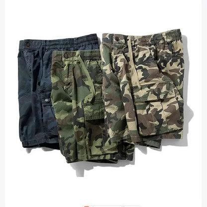 2024 Men's Shorts Camouflage Grey Summer Casual Elastic Waist Knee Length Camo Cargo Short Men Stretch Drawstring Cotton Bermuda
