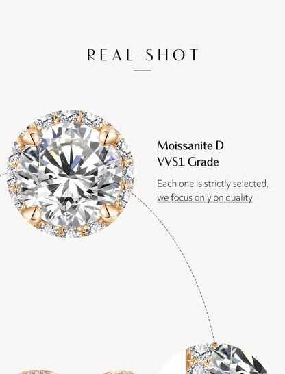 Luxurly 1.0ct Moissanite Earrings Diamond 925 Sterling Silver Gold Plated Moissanite Fine Jewelry Certificate Wholesale