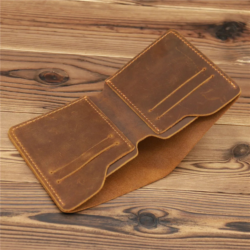 Top Genuine Leather Men's Wallet Retro Driving Licence Wallets for Men Durable Leather Portfel Male Cartera Hombre Purse for Men