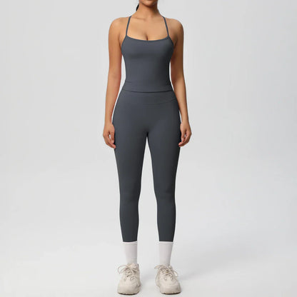 Halter Yoga Top Set Fitness Gym Suit Training Sleeveless Sport Gym Tops Crossover Back Sports Underwear  Tummy Control Slimming
