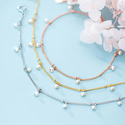 Élégant bracelet de perles naturelles, authentique bracelet à maillons en argent sterling 925 avec pendentif breloque pour femme, bijoux raffinés