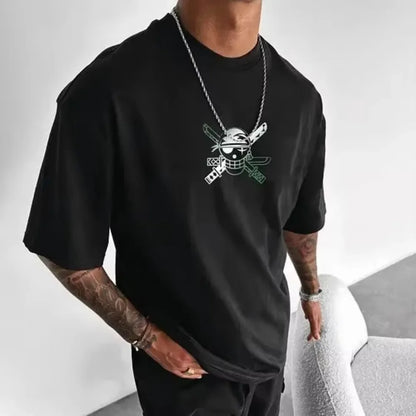 One Piece Men's T-shirt Roronoa Zoro Summer and Autumn Japan Anime Boy Children's Short-sleeved Retro Niche Parent-child Outfit